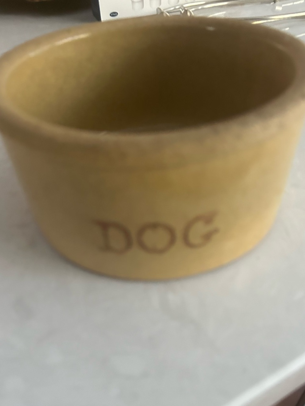 Dog Ceramic Bowl in Mustard Yellow - Decorative Pet Dish